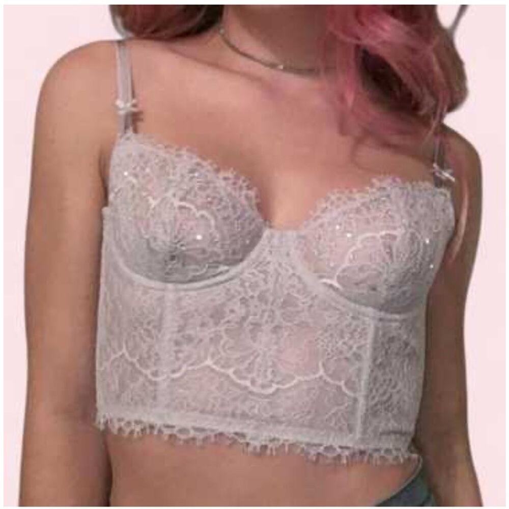 VICTORIA’S SECRET Dream Angels Rhinestone Lace Corset Crop Top Bustier Bralette